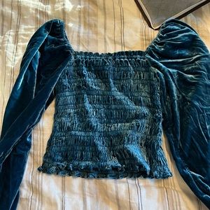 Blue Velvet Long Sleeve Top from Anthropologie
